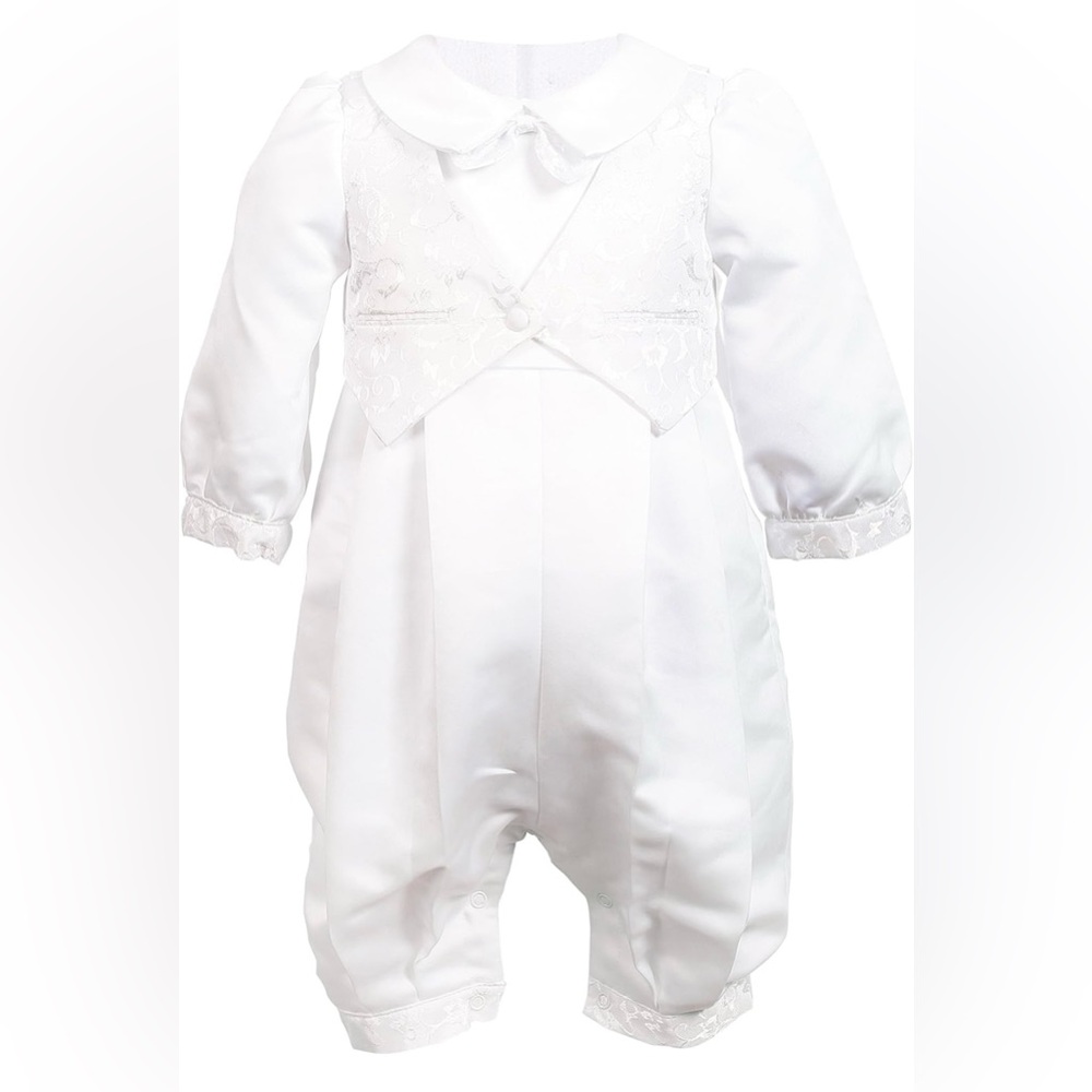 Baby Boys Newborn Christening Baptism Infant Satin Romper Outfit,0-12M